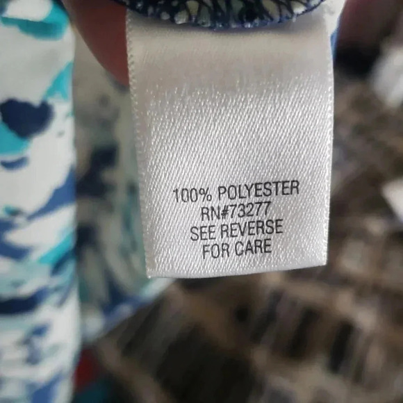 ELLE | Size S | Teal Blue Cream | Blouse - Picture 8 of 8